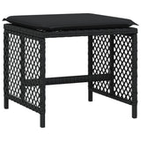 15 Piece Garden Dining Set with Cushions Black Poly Rattan