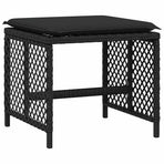 15 Piece Garden Dining Set with Cushions Black Poly Rattan