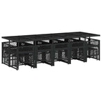 15 Piece Garden Dining Set with Cushions Black Poly Rattan