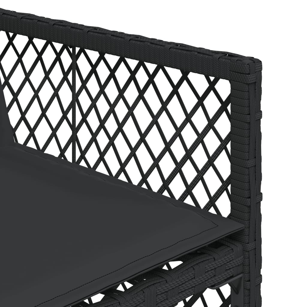15 Piece Garden Dining Set with Cushions Black Poly Rattan