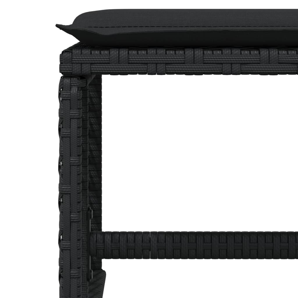 15 Piece Garden Dining Set with Cushions Black Poly Rattan