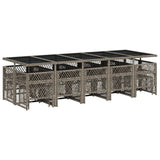 15 Piece Garden Dining Set with Cushions Grey Poly Rattan