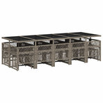 15 Piece Garden Dining Set with Cushions Grey Poly Rattan