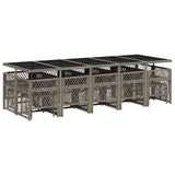 15 Piece Garden Dining Set with Cushions Grey Poly Rattan - Rear View