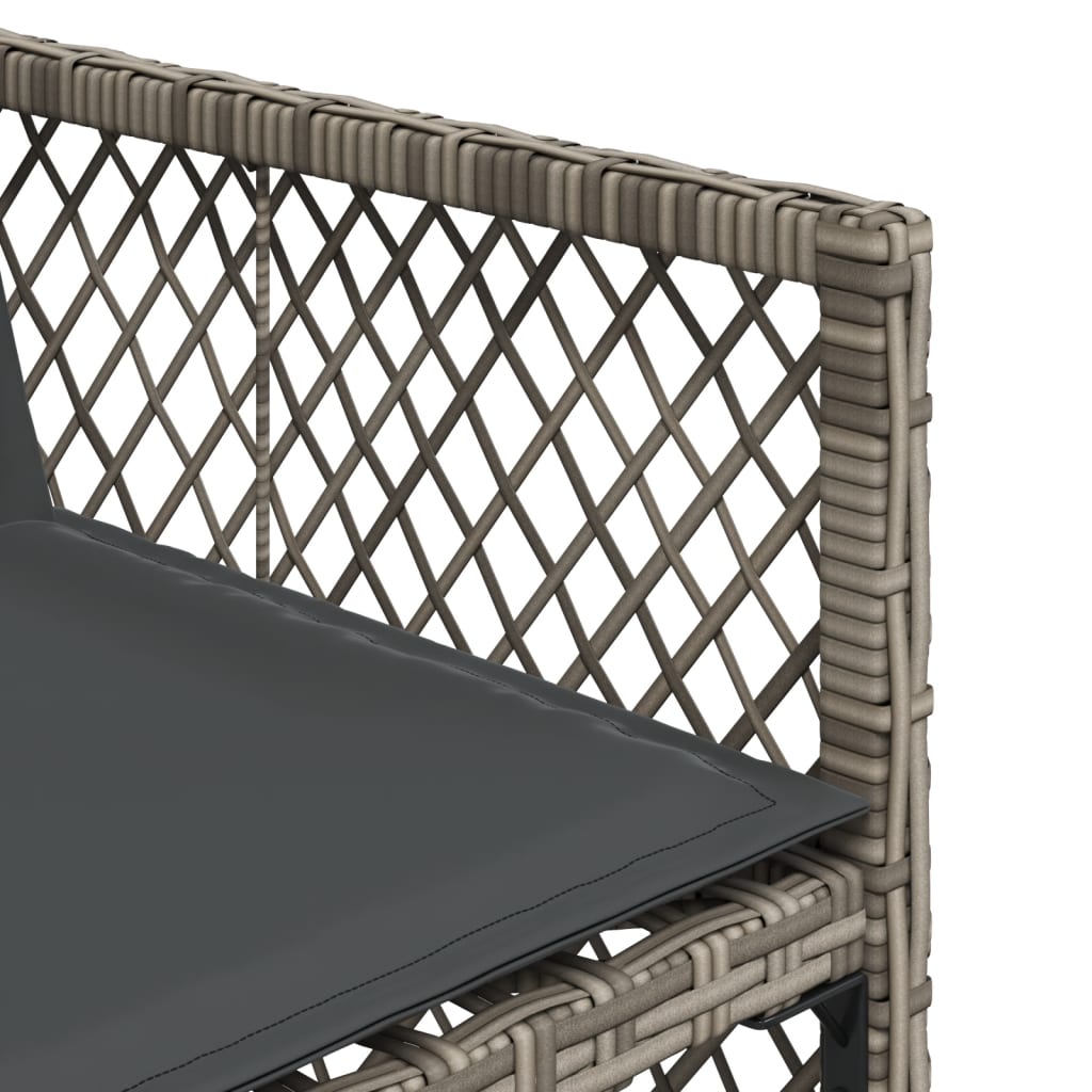 15 Piece Garden Dining Set with Cushions Grey Poly Rattan