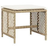 15 Piece Garden Dining Set with Cushions Beige Poly Rattan - 45-Degree Angle