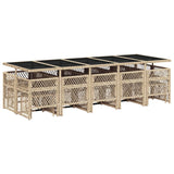 15 Piece Garden Dining Set with Cushions Beige Poly Rattan - Rear View