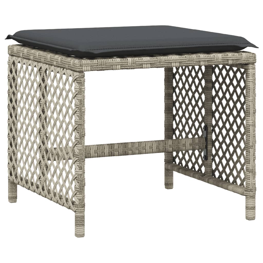 15 Piece Garden Dining Set with Cushions Light Grey Poly Rattan