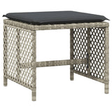 15 Piece Garden Dining Set with Cushions Light Grey Poly Rattan