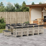 15 Piece Garden Dining Set with Cushions Light Grey Poly Rattan