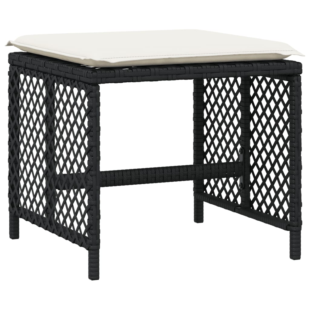 15 Piece Garden Dining Set with Cushions Black Poly Rattan