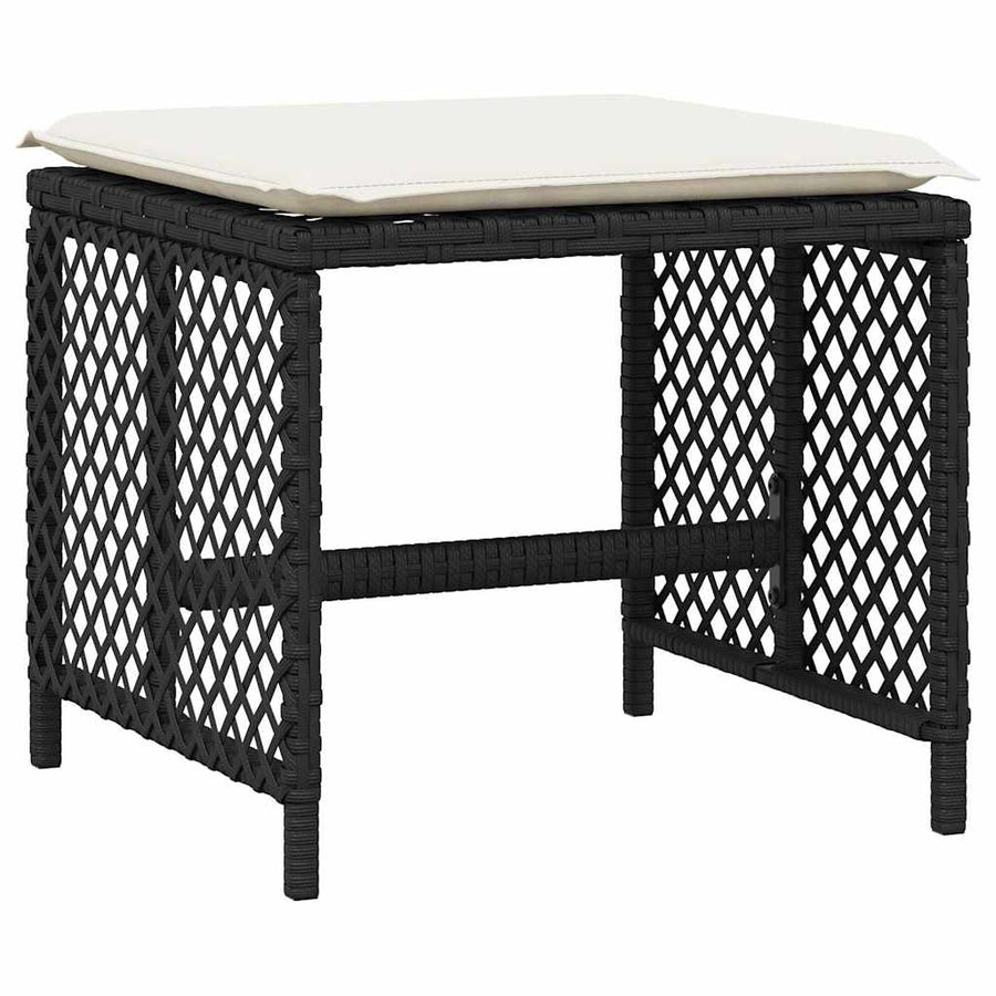 15 Piece Garden Dining Set with Cushions Black Poly Rattan