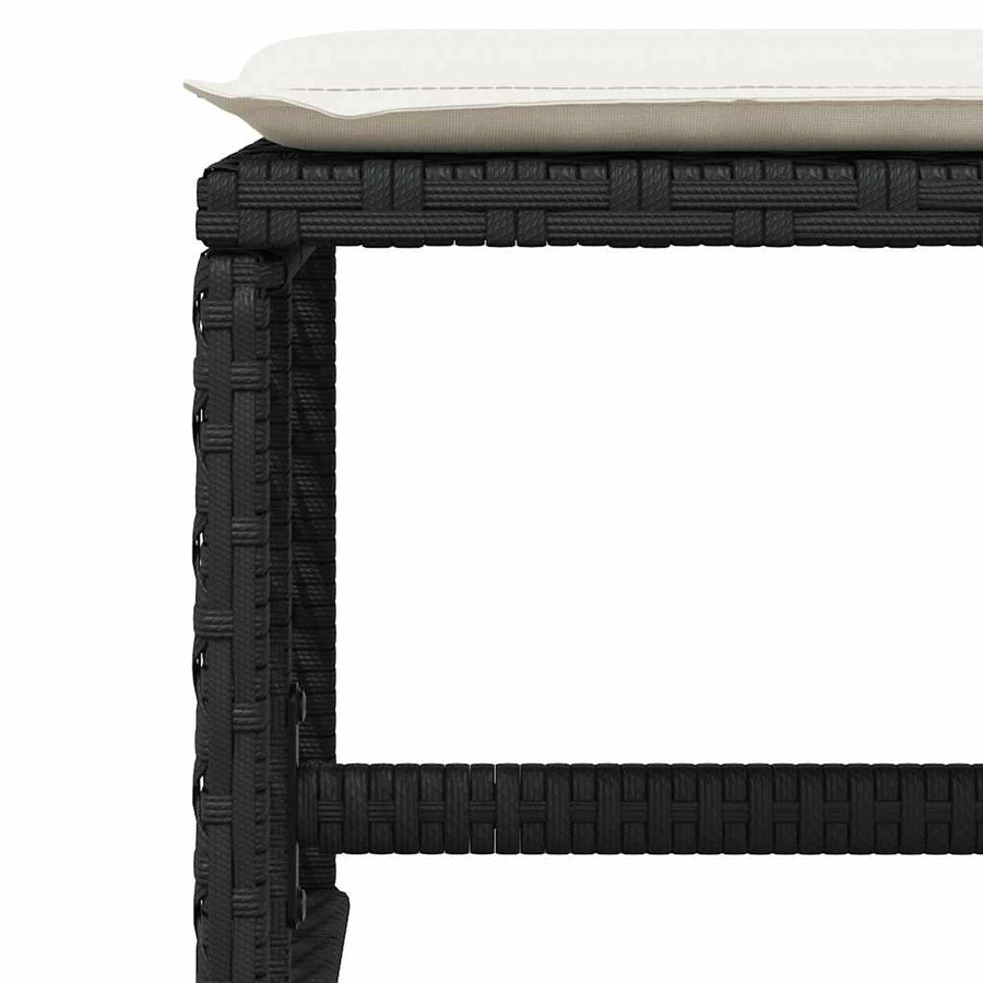 15 Piece Garden Dining Set with Cushions Black Poly Rattan