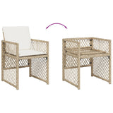 15 Piece Garden Dining Set with Cushions Beige Poly Rattan - Close-Up Angle