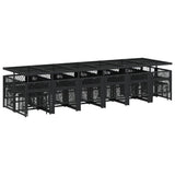 17 Piece Garden Dining Set with Cushions Black Poly Rattan