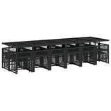 17 Piece Garden Dining Set with Cushions Black Poly Rattan - Rear View