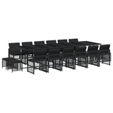 17 Piece Garden Dining Set with Cushions Black Poly Rattan