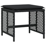 17 Piece Garden Dining Set with Cushions Black Poly Rattan