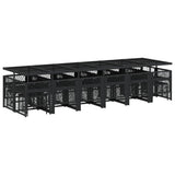 17 Piece Garden Dining Set with Cushions Black Poly Rattan
