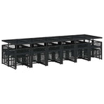17 Piece Garden Dining Set with Cushions Black Poly Rattan