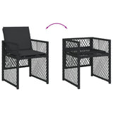 17 Piece Garden Dining Set with Cushions Black Poly Rattan