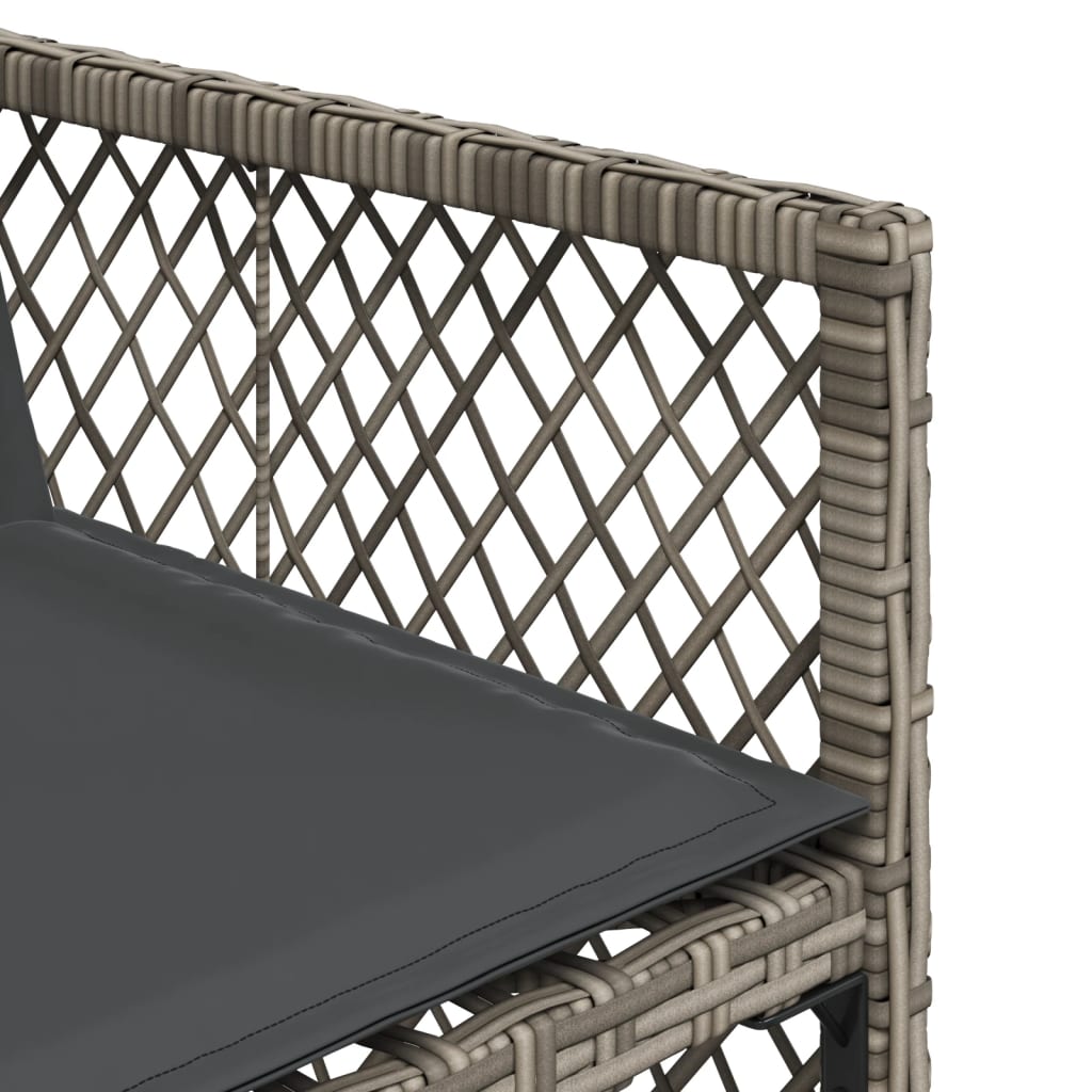 17 Piece Garden Dining Set with Cushions Grey Poly Rattan