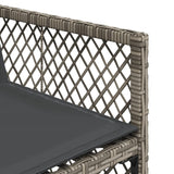 17 Piece Garden Dining Set with Cushions Grey Poly Rattan