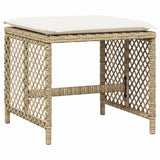 17 Piece Garden Dining Set with Cushions Beige Poly Rattan
