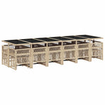 17 Piece Garden Dining Set with Cushions Beige Poly Rattan