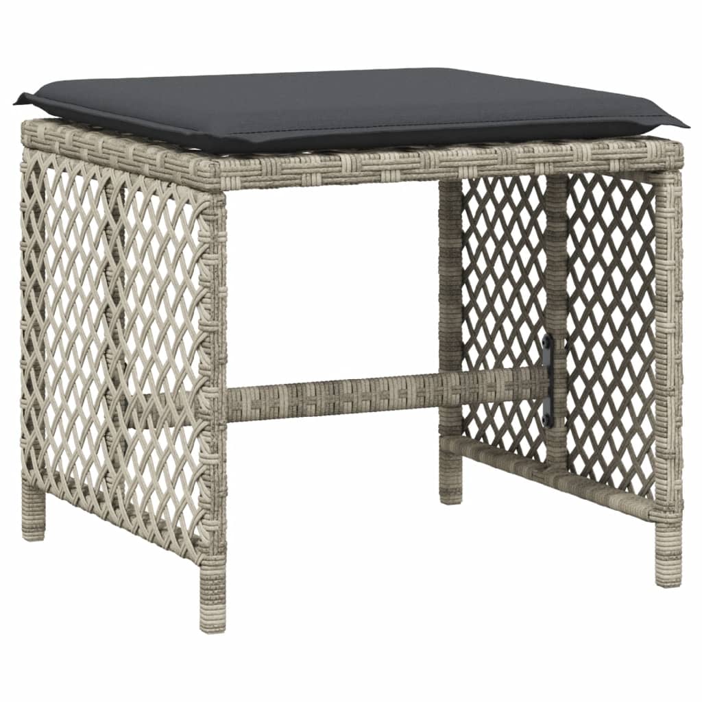 17 Piece Garden Dining Set with Cushions Light Grey Poly Rattan