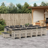 17 Piece Garden Dining Set with Cushions Light Grey Poly Rattan