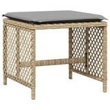 17 Piece Garden Dining Set with Cushions Beige Poly Rattan