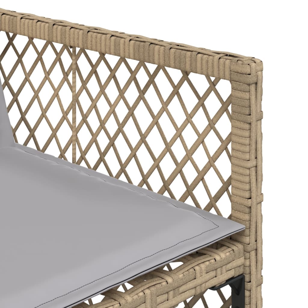 17 Piece Garden Dining Set with Cushions Beige Poly Rattan