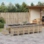 17 Piece Garden Dining Set with Cushions Beige Poly Rattan