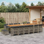 17 Piece Garden Dining Set with Cushions Grey Poly Rattan