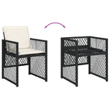 17 Piece Garden Dining Set with Cushions Black Poly Rattan - Close-Up Angle