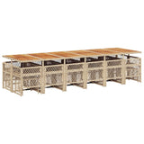 17 Piece Garden Dining Set with Cushions Beige Poly Rattan