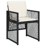 9 Piece Garden Dining Set with Cushions Black Poly Rattan