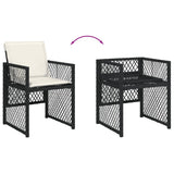 9 Piece Garden Dining Set with Cushions Black Poly Rattan