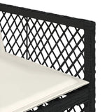9 Piece Garden Dining Set with Cushions Black Poly Rattan