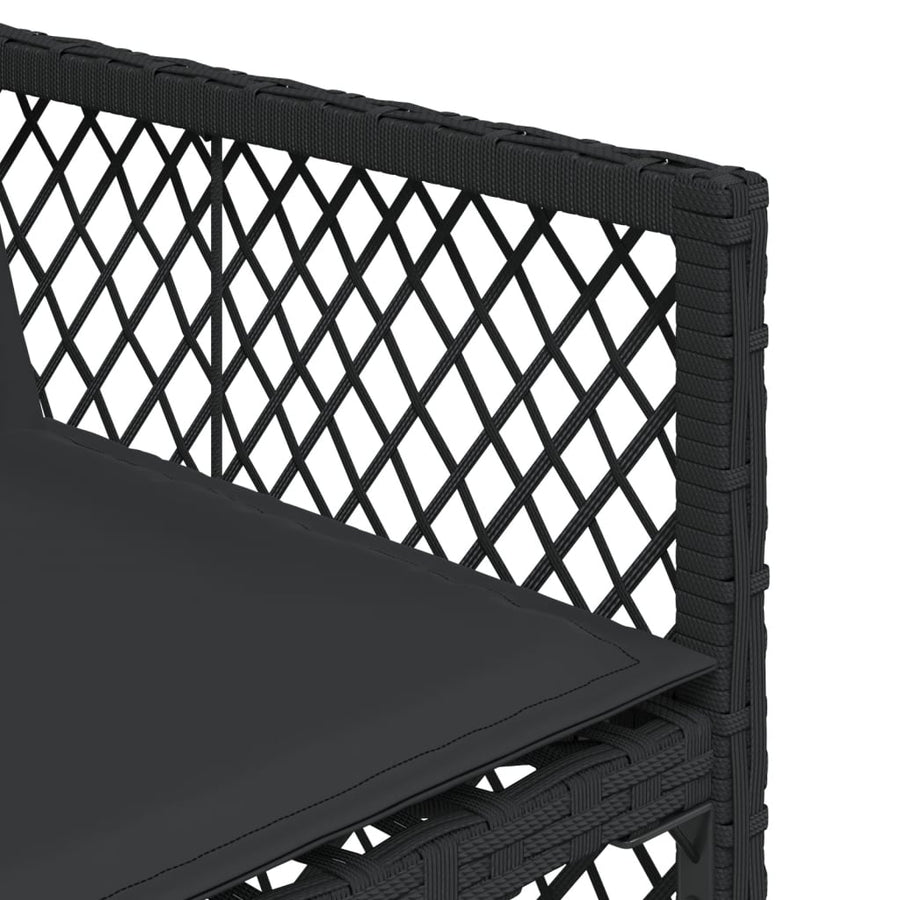 9 Piece Garden Dining Set with Cushions Black Poly Rattan