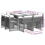 9 Piece Garden Dining Set with Cushions Mix Beige Poly Rattan
