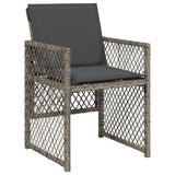 9 Piece Garden Dining Set with Cushions Grey Poly Rattan
