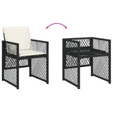 9 Piece Garden Dining Set with Cushions Black Poly Rattan
