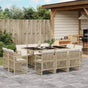 11 Piece Garden Dining Set with Cushions Beige Poly Rattan