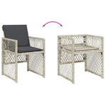 11 Piece Garden Dining Set with Cushions Light Grey Poly Rattan