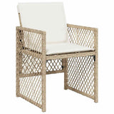 13 Piece Garden Dining Set with Cushions Beige Poly Rattan - Side View