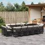 15 Piece Garden Dining Set with Cushions Black Poly Rattan