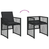 15 Piece Garden Dining Set with Cushions Black Poly Rattan