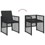 15 Piece Garden Dining Set with Cushions Black Poly Rattan